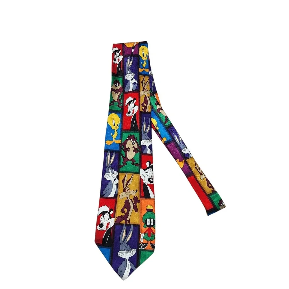 Looney Tunes Novelty‎ Tie Cartoon Characters Bugs Bunny Wile E. Coyote VTG